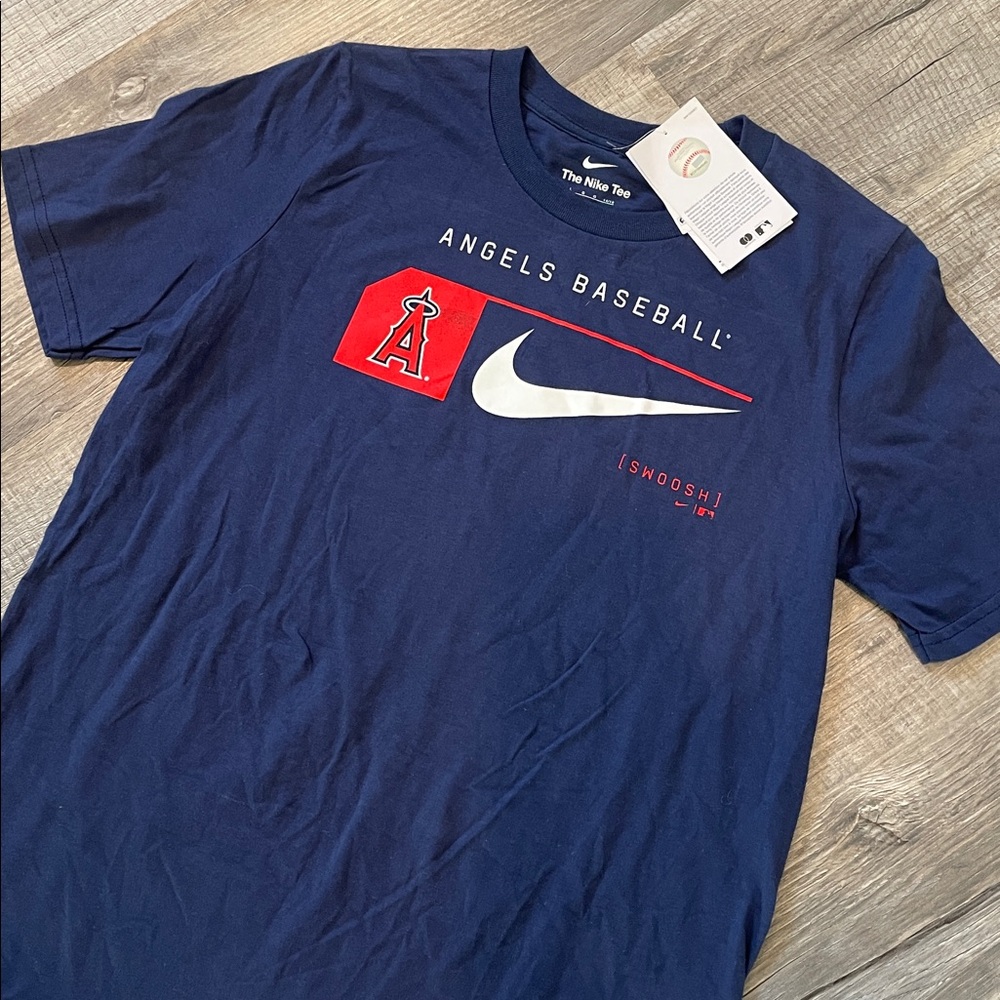 Nike Angels Baseball Tee in Navy and Red